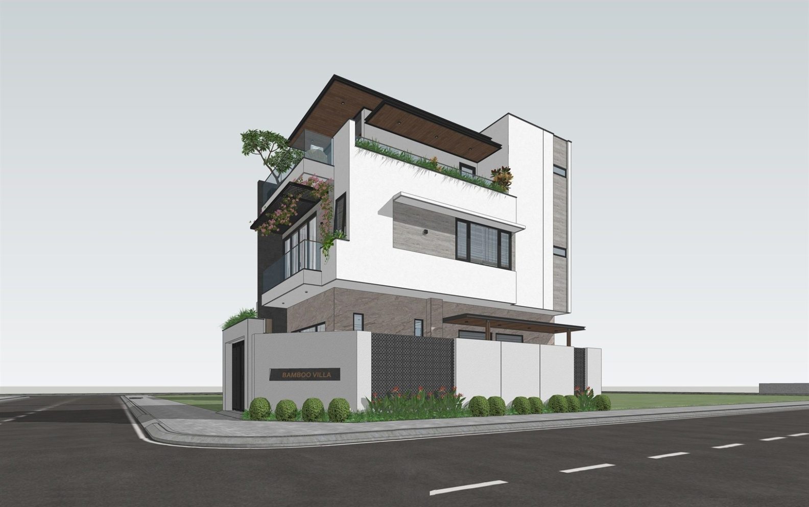Villa as modelled, in the SketchUp viewport
